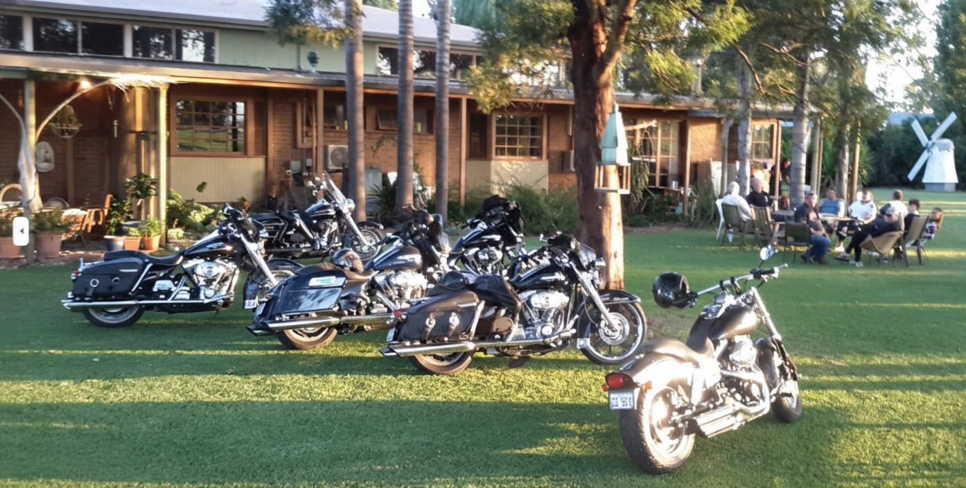 Motorbike Rally Parking for Large Groups inHappy Days Accommodation in Tinamba near Maffra Gippsland Victoria